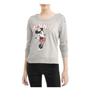 Disney Minnie Mouse Lace Up Shoulders Long Sleeve Raglan Sweatshirt Size M 7/9